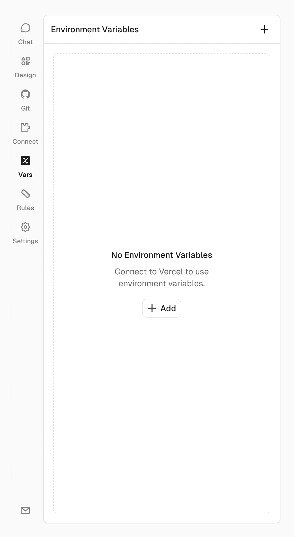 Environment variables panel